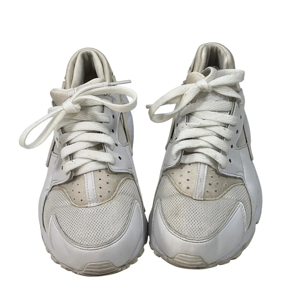Nike Air Huaraches Big Kids Triple White Running Tennis Shoe Unisex 5 Sporty